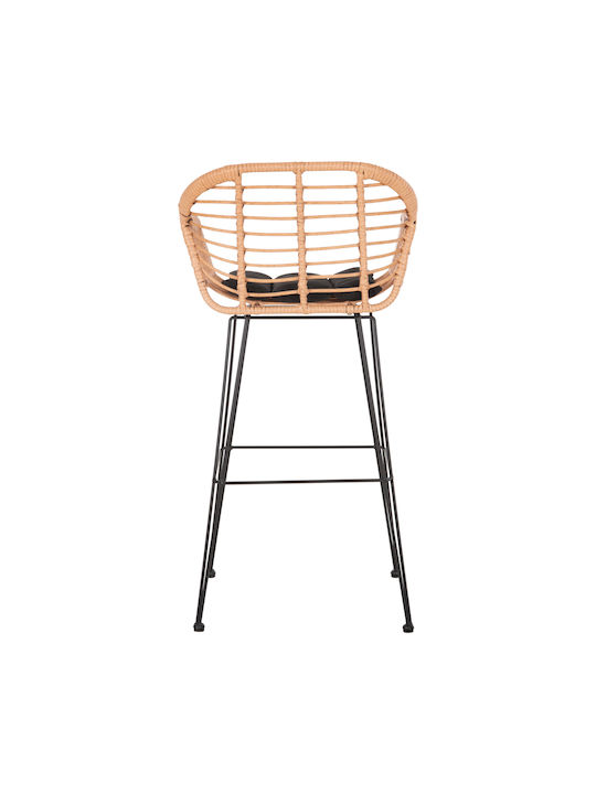 Scaun De Bar Pentru Exterior Rattan Allegra Cu Pernă Bej, Negru 54x55x108cm