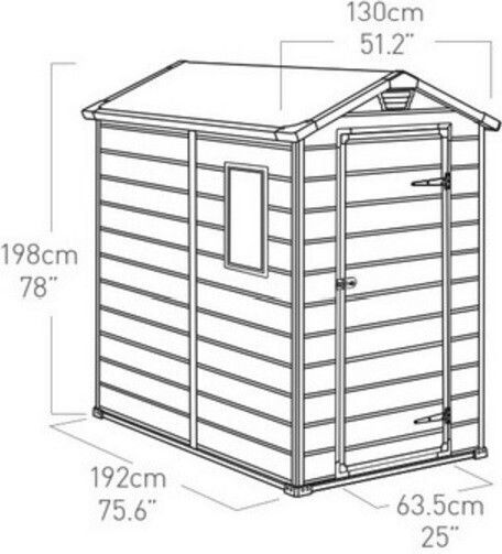 Depozit Plastic De Grădină Rezistent La Vânt L1.30xLățime1.92xÎnălțime1.98m