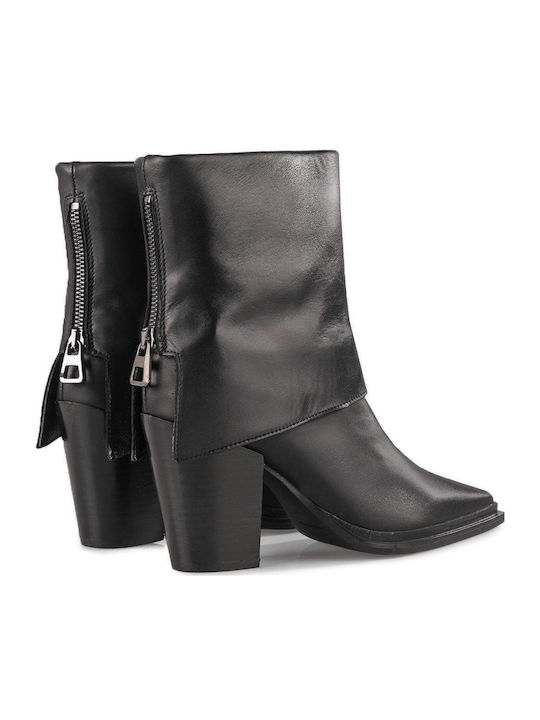 Leder Stiefeletten Damen Schwarz