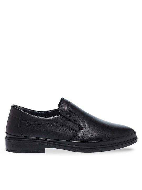 Parex Δερμάτινα Ανδρικά Slip-On Μαύρα