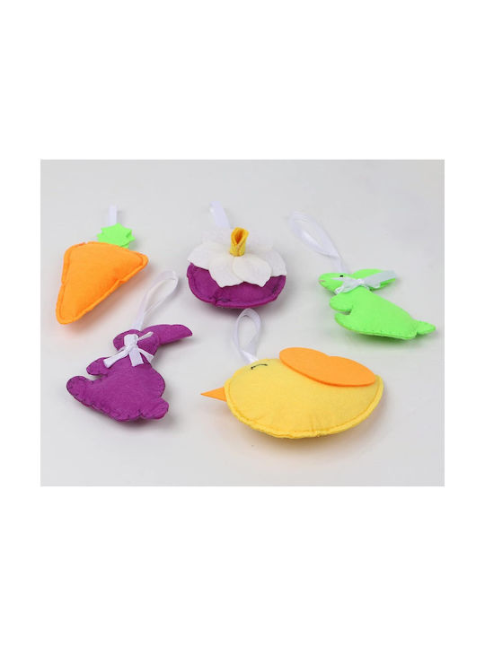 Wozloify Hanging Bunny Decorations Hanging Στολίδια Σετ Φωτιζόμενα Τσόχινα Μωβ 7x10cm 5τμχ