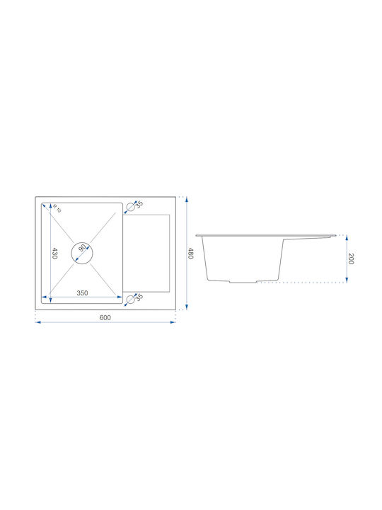 Quadron Drop-In Мивка Inox Ш60xД48см Черен