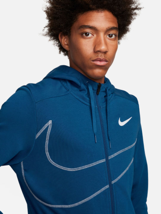 Dri-Fit Ζακέτα με Κουκούλα Μπλε