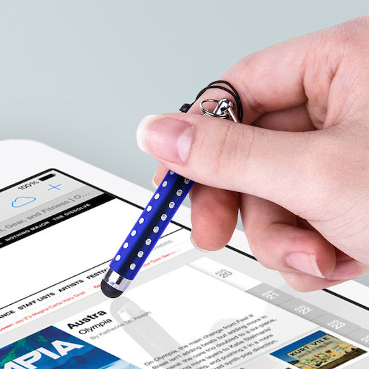 Avizar Retractable Pen with Rhinestones Απλή Γραφίδα Αφής Universal σε Μπλε χρώμα STYL-MINI-DIAM-BLUE