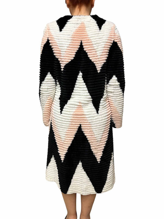 Women's Long Fur White-black-pink