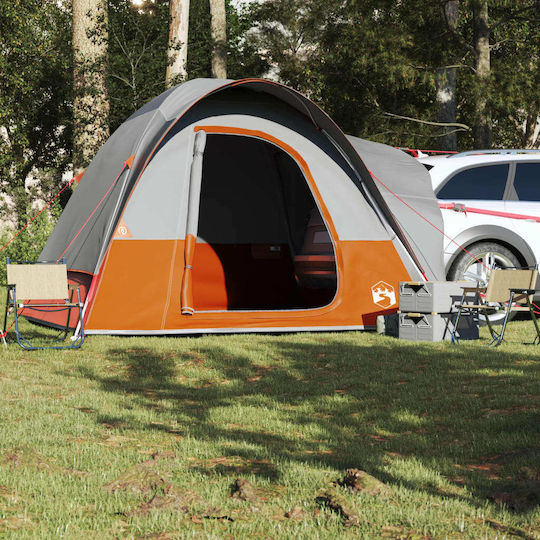 vidaXL Car Camping Tent Orange for 4 People 300x300x230cm Grey/Orange
