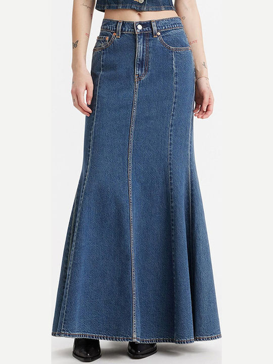 Denim Maxi Fustă Dark Aged Denim