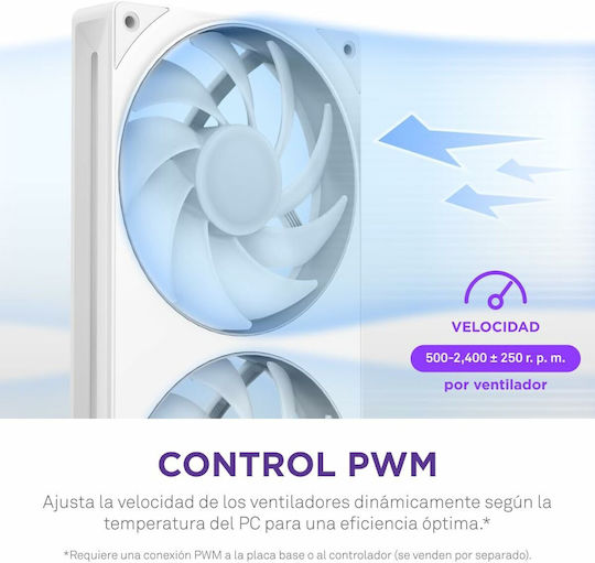 NZXT F360 Core Case Fan 2400rpm 75.12cfm with RGB Lighting and 4-Pin PWM Connection 4-Pin NZXT RGB White