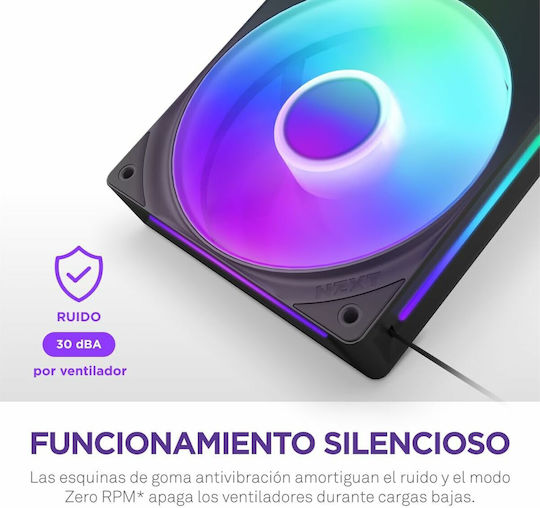 NZXT F360 Core Ventilator Pentru Carcasă (2400rpm / 75.12cfm) cu Iluminare RGB și Conexiune 4-Pin PWM / 4-pin RGB NZXT