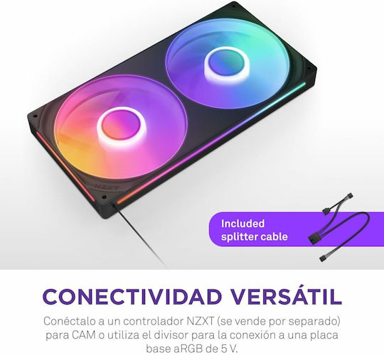 NZXT F280 Core Case Fan (2000rpm / 98.61cfm) με RGB Φωτισμό και Σύνδεση 4-Pin PWM / 4-pin NZXT RGB
