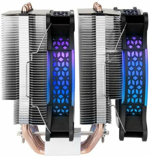 Mars Gaming MCPU-XT Dual Fan CPU Cooling with ARGB for AM4/AM5/1200/115x/1700 Socket