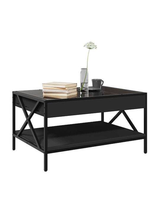 Rectangular Glass Black Side Table M70xW50xH38cm