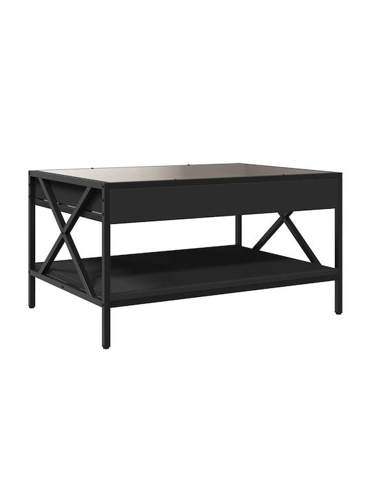 Rectangular Glass Black Side Table M70xW50xH38cm