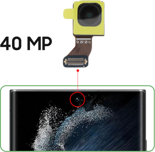 Clappio Frontkamera Galaxy S22 Ultra 40 MP Selfie-Sensor Schwarz