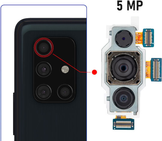 Clappio Kameramodul Samsung Galaxy A71 64mp + 12mp + 5mp Schwarz