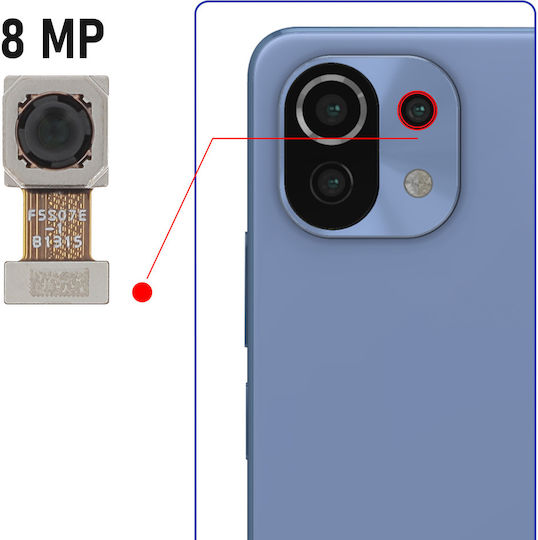 Clappio Camera Modul Mi 11 Lite Lite 5g Ne Ultra Wide-angle 8mp Sensor Black