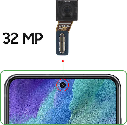 Cameră frontală Clappio Galaxy S21 Fe/m53 5g/m54 32mp Sensor Selfie Negru