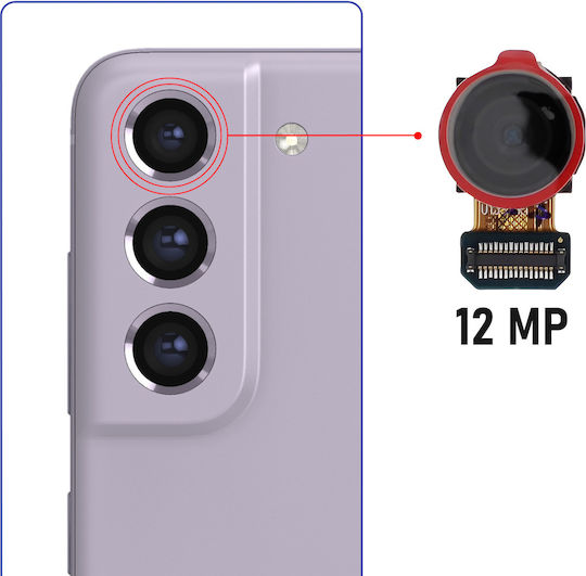 Clappio Camera Modul Galaxy S21 Fe M52 A53 12mp Ultra Wide-angle Sensor Black