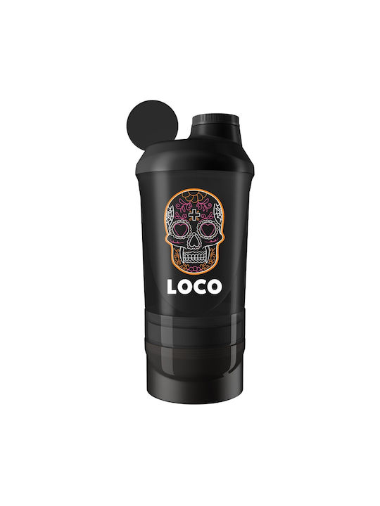 Loco Shaker Πρωτεΐνης 600ml Πλαστικό Μαύρο