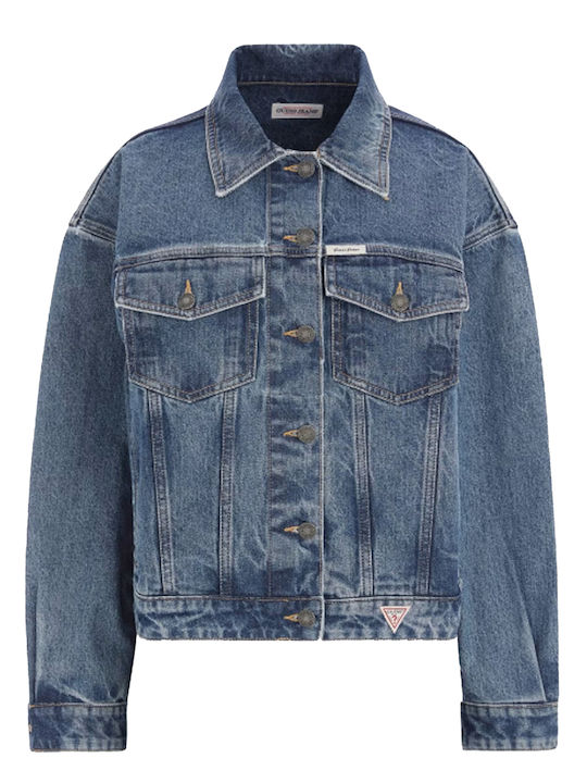 Women's Long Jean Jacket for Spring or Autumn Denim