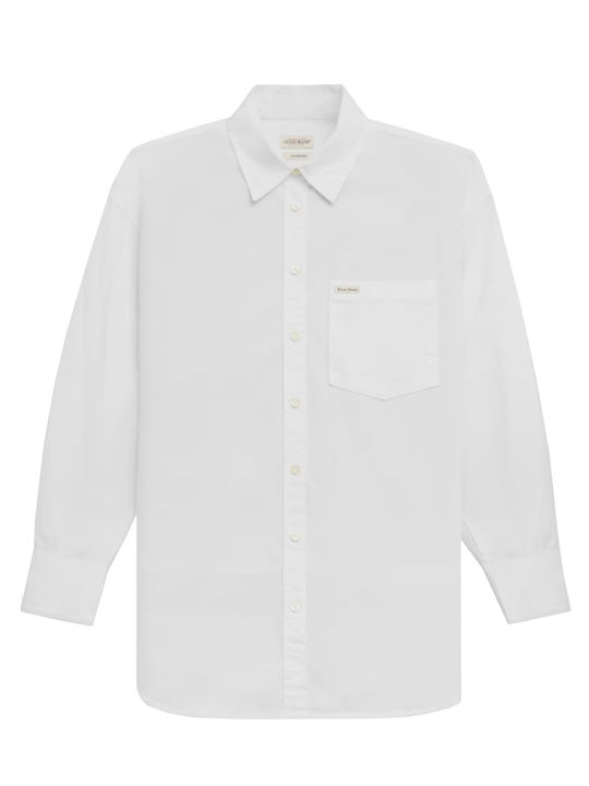 Langärmelig Damen Hemd White