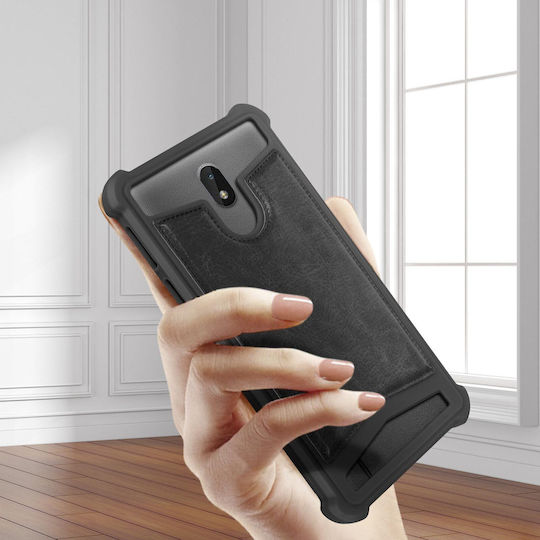Husă universală din piele ecologică, absorbantă de șocuri, pentru smartphone-uri de 4.3" și 4.7" – Negru