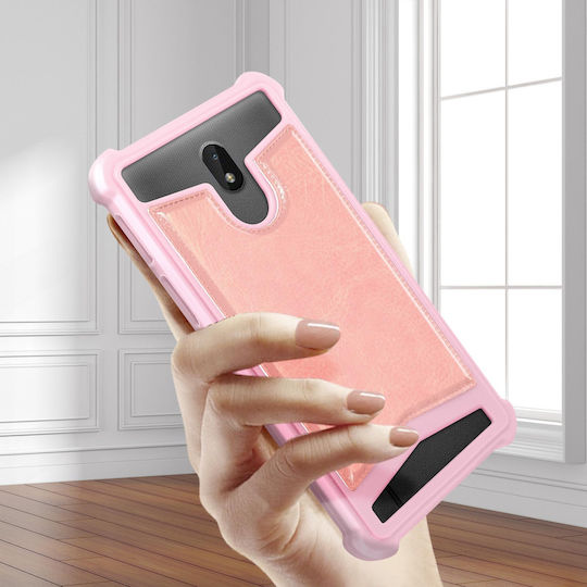 Universal Faux-leather Shock Absorbing Case 5.0" 5.3" Smartphones – Pink