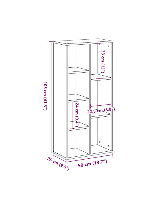 Brown Bookcase 50x25x105cm