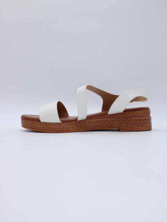 Sinell Women's Flat Sandals with Strap in White Color