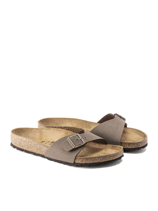 Madrid Birko-flor Women's Flat Sandals Mocca Narrow Fit