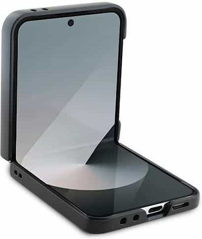 Karl Lagerfeld Saffiano Metal Pin Karl & Choupette Задна Корица Пластмаса / Силикон Черен Galaxy Z Flip6