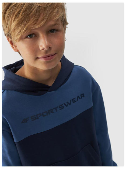 Kinder-Sweatshirt mit Kapuze und Taschen Blau