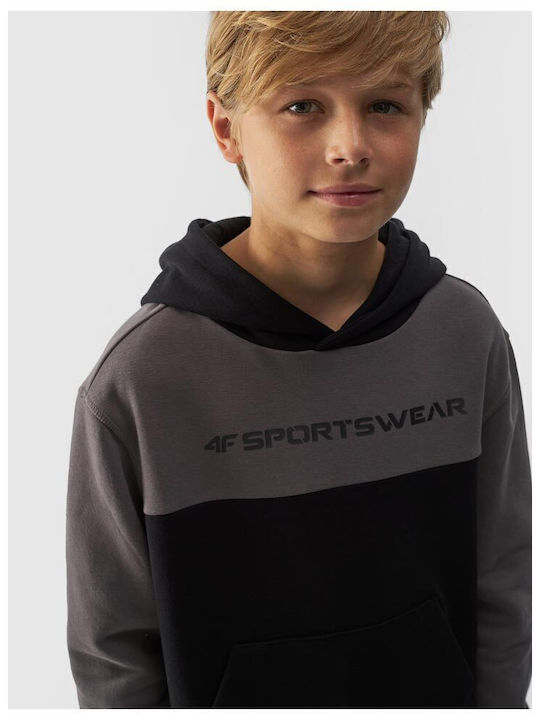 Kids Sweatshirt with Hood and Pockets Black