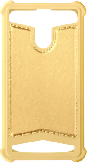 Universal Faux-leather Shock Absorbing Case 4.7" 5.3" Smartphones – Gold