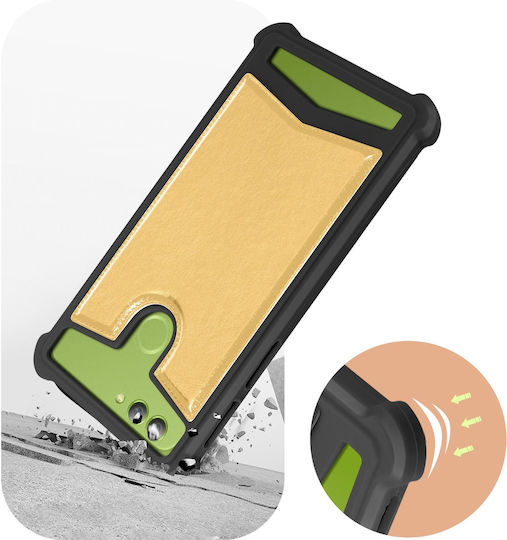 Carcasă universală din piele ecologică rezistentă la șocuri pentru smartphone-uri de 4.7" și 5.0" – Auriu Negru