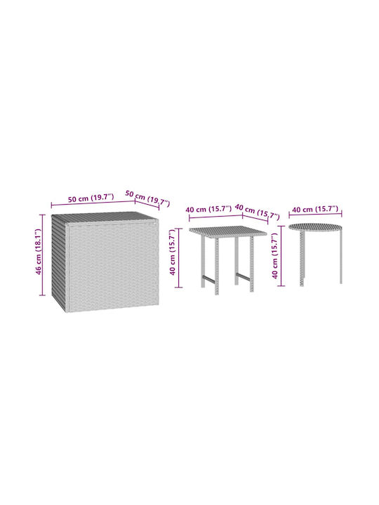 Auxiliary Outdoor Free Standing Rattan Table Brown 40x40xcm