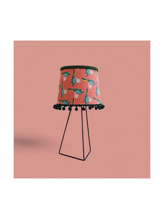 Oxygen Green Birds Table Lamp for Socket E27 with Orange Shade and Black Base