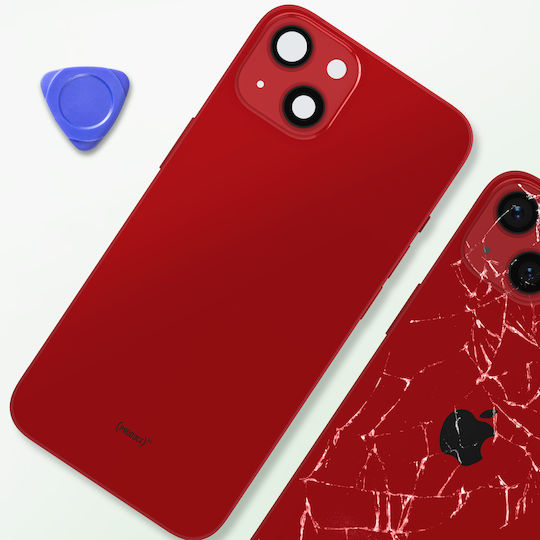 Clappio Rahmen + Akkudeckel iPhone 13 Rückseite Fenster Rot