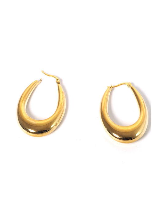 Earrings Hoops with Clip made of Steel Gold Plated