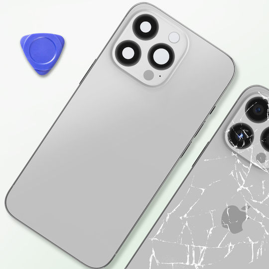 Clappio Frame + Battery Cover Iphone 13 Pro Rear Window Silver
