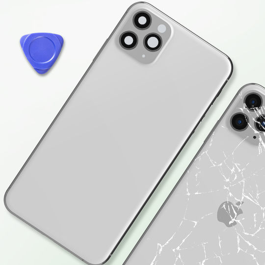 Clappio Frame + Battery Cover Iphone 11 Pro Rear Window Silver
