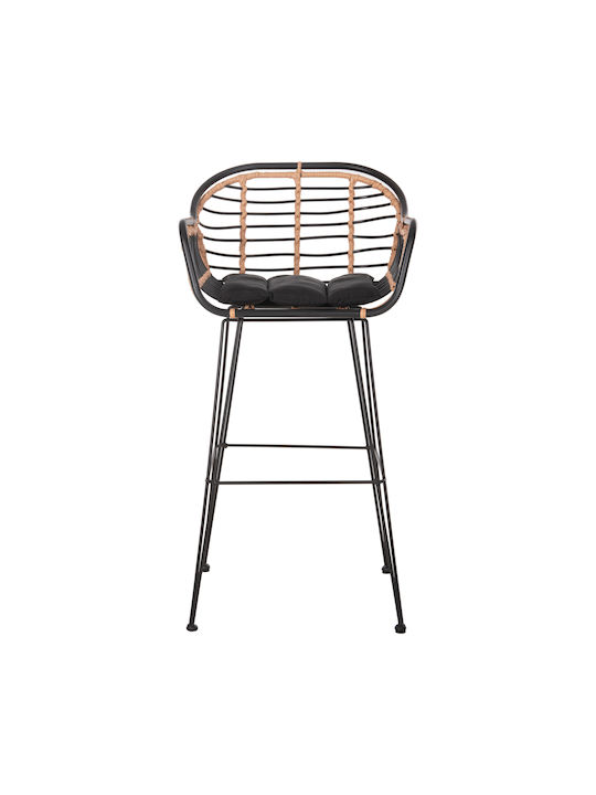 Scaun De Bar Pentru Exterior Rattan Allegra Cu Pernă Neagră Bej 55x54x108cm