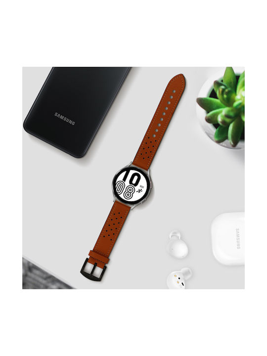 Каишка за вашия Galaxy Watch 4 регулируема кожена каишка с кафява тока