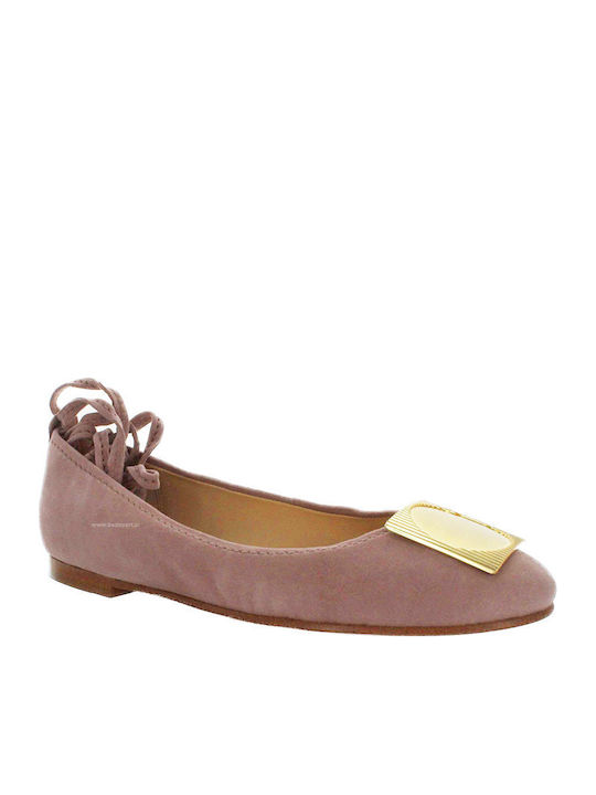 Grace Lederne Damen Ballerinas in Rosa Farbe