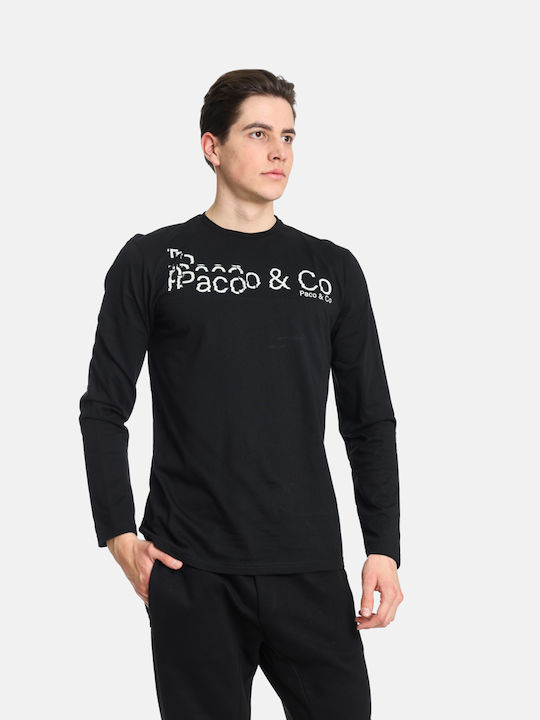 Paco & Co Bluza Bărbătească cu Mânecă Lungă Black