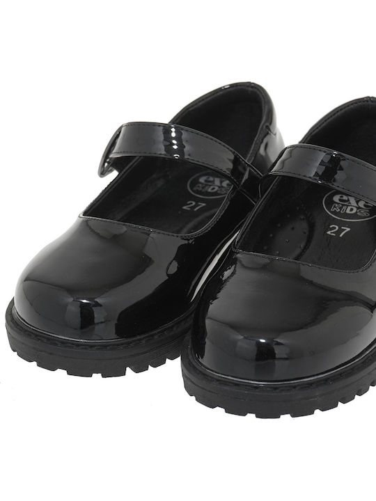 Kids Patent Leather Ballerinas Mary Jane with Adjustable Metal Clasp Black