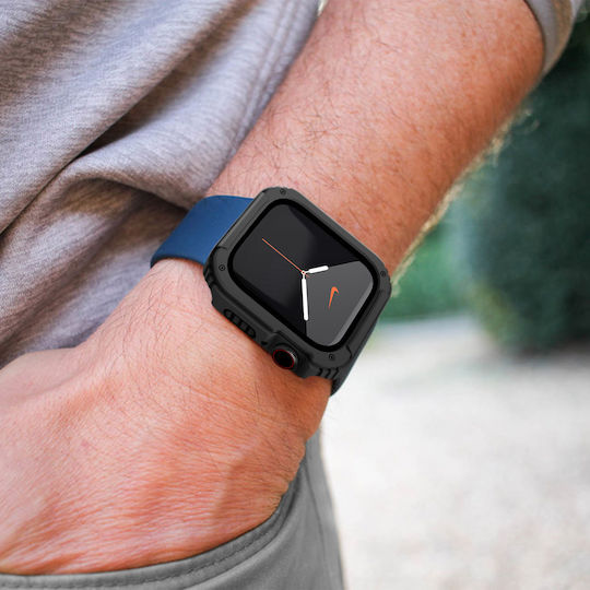 Kompletter Panzerglas Displayschutz Apple Watch 6 5 4 SE 44mm Schwarz