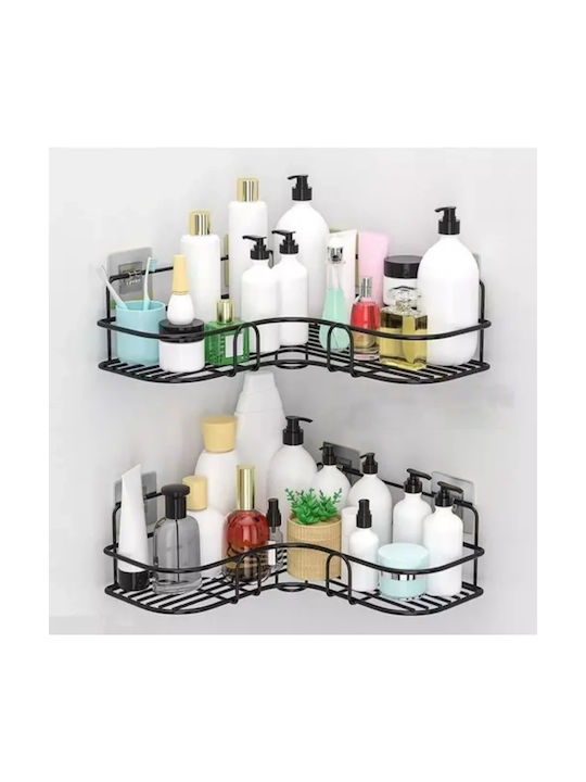 Set 4 rafturi de colț Quasar Co. montate pe perete 26 X 26 X 5.5 cm metal negru