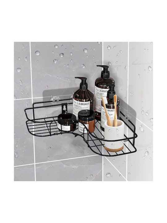 Set 4 rafturi de colț Quasar Co. montate pe perete 26 X 26 X 5.5 cm metal negru