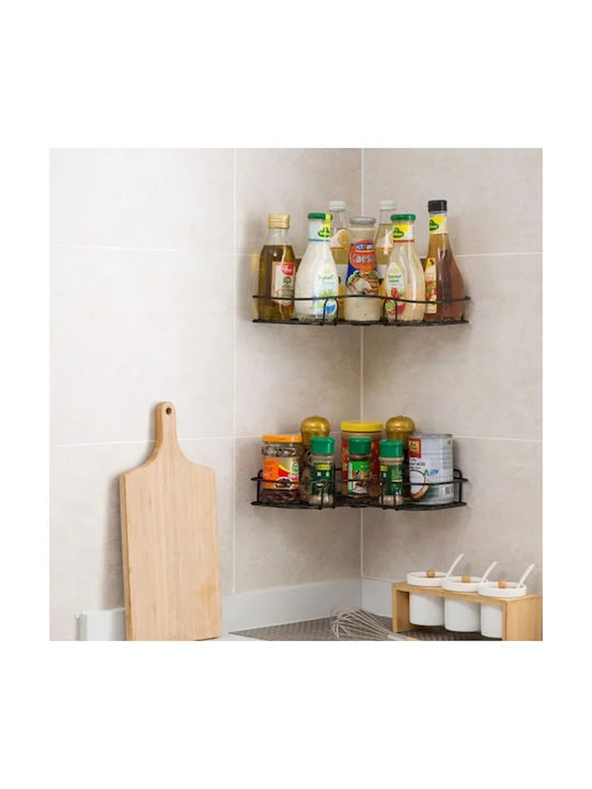 Set 4 rafturi de colț Quasar Co. montate pe perete 26 X 26 X 5.5 cm metal negru